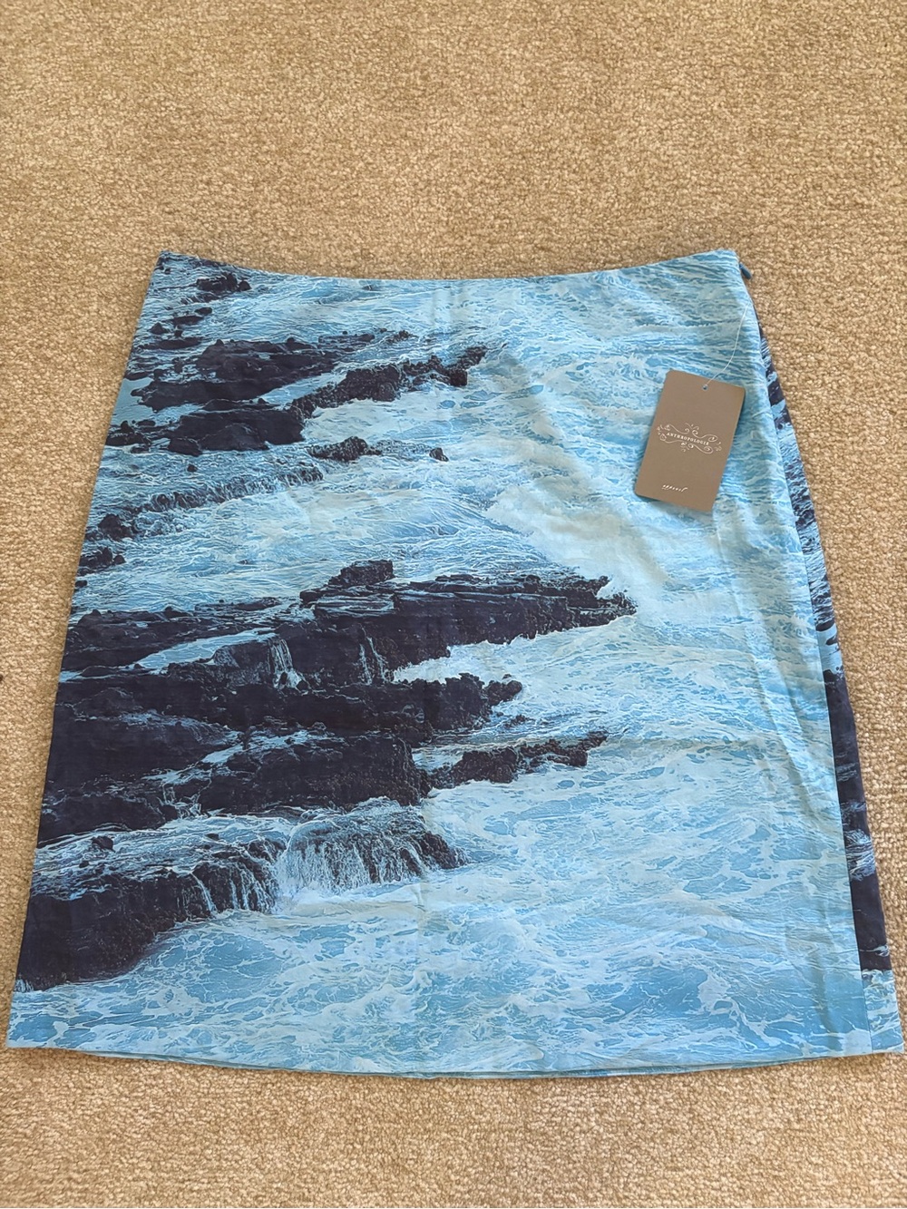 NWT ANTHROPOLOGIE Skirt with Ocean Wave Print - Blue Size 2